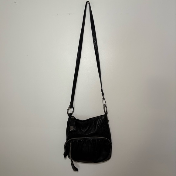 B. Makowsky Black Leather Handbag Shoulder Crossbody Tote Bag Purse - Picture 8 of 13